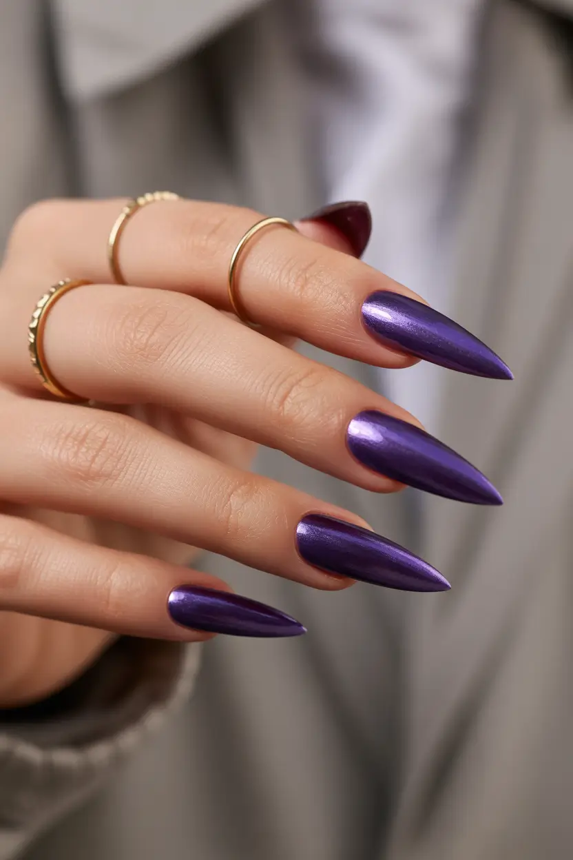Dark Winter Nail Colors Royal Metallic Violet