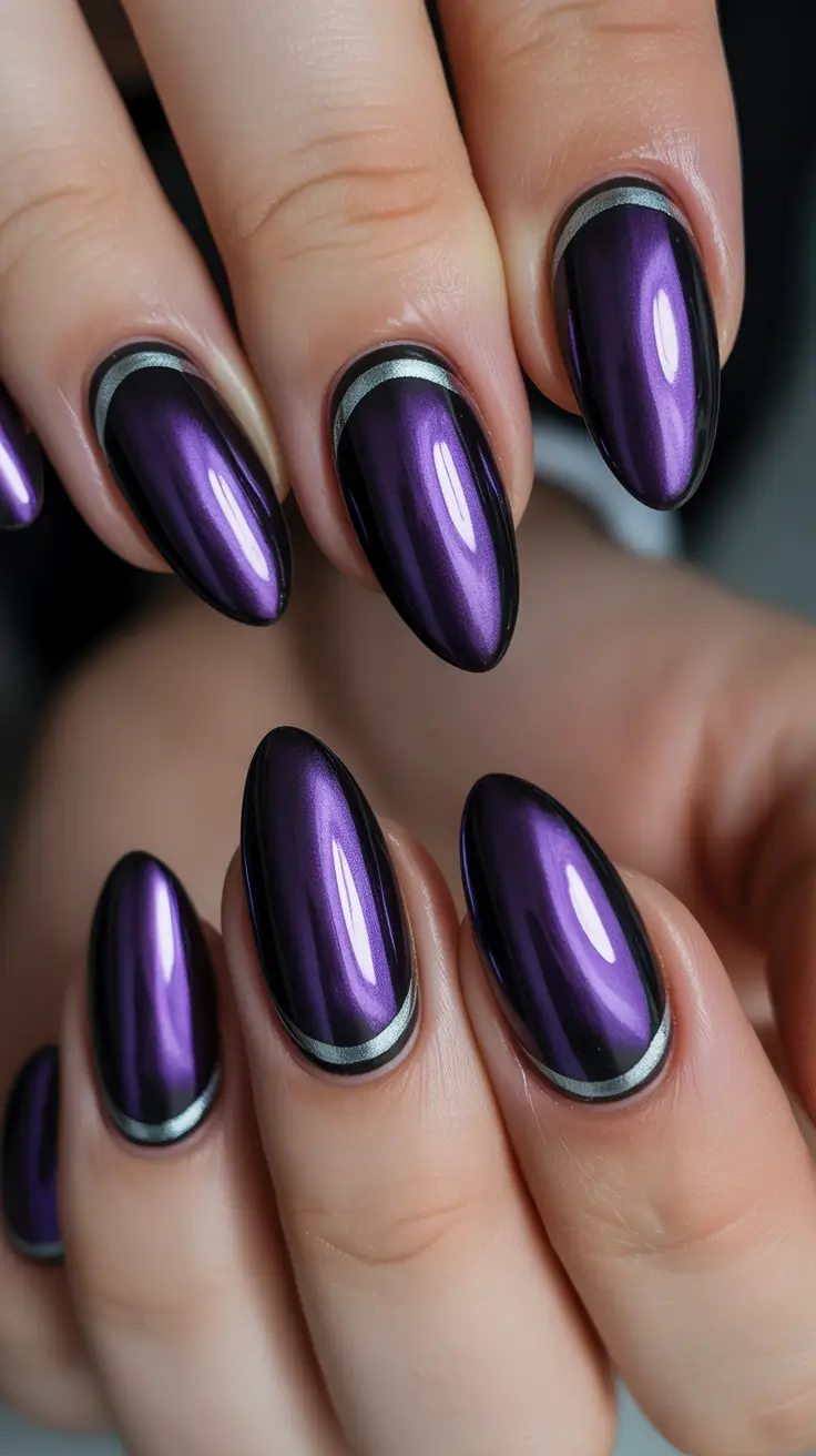 Dark Winter Nail Colors Electric Amethyst French