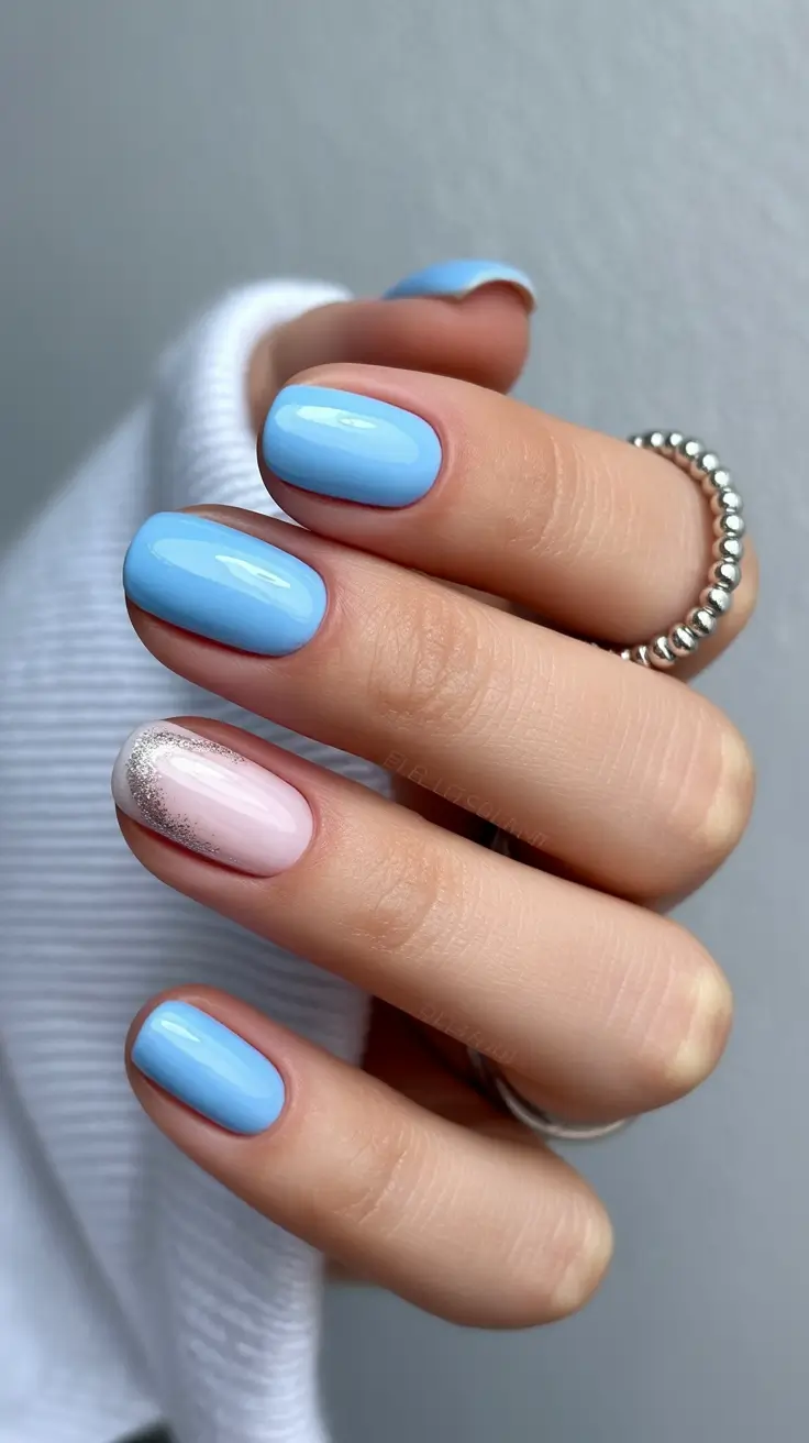 cute winter nails Frosty Sky Blue