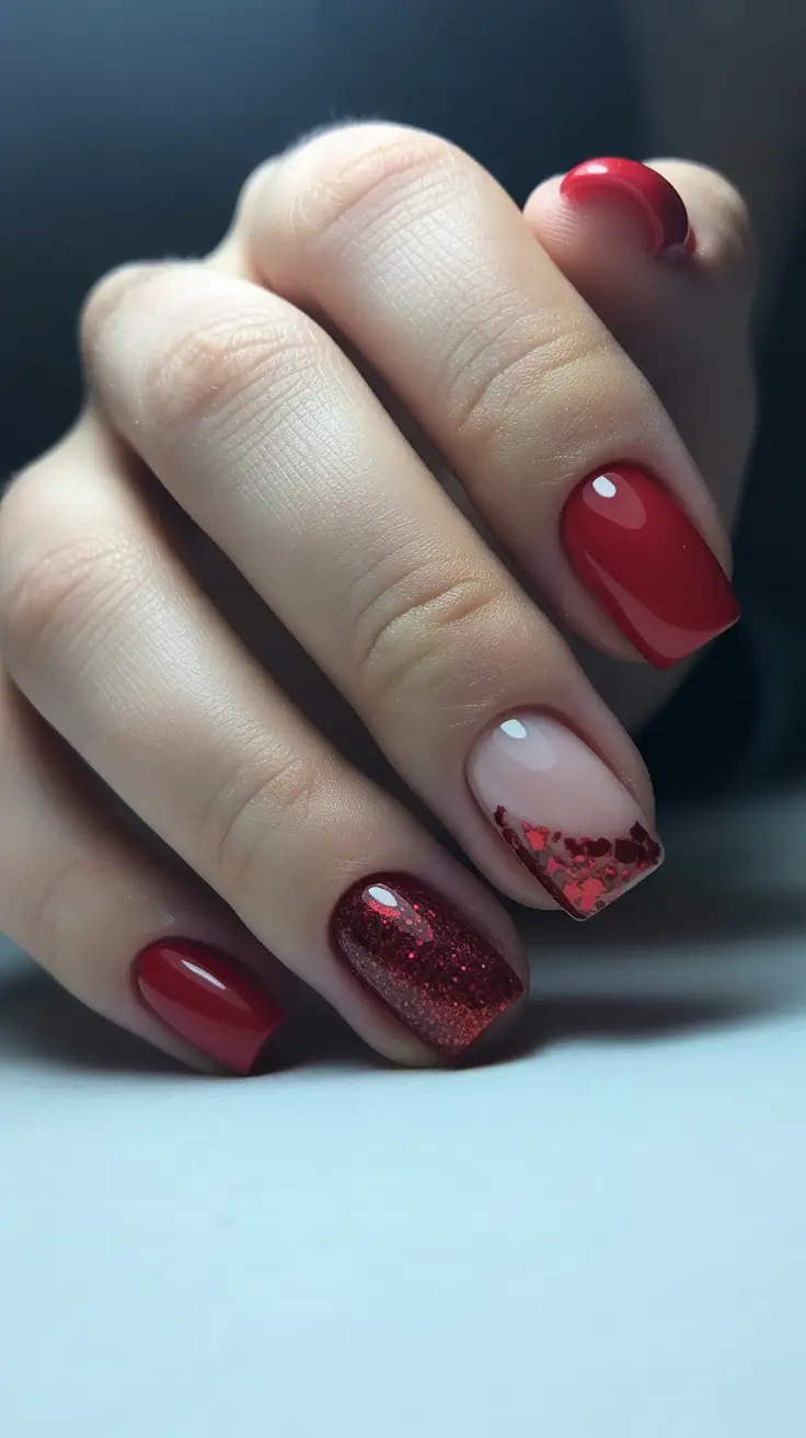 cute winter nails Crimson Spark & Cherry Frost