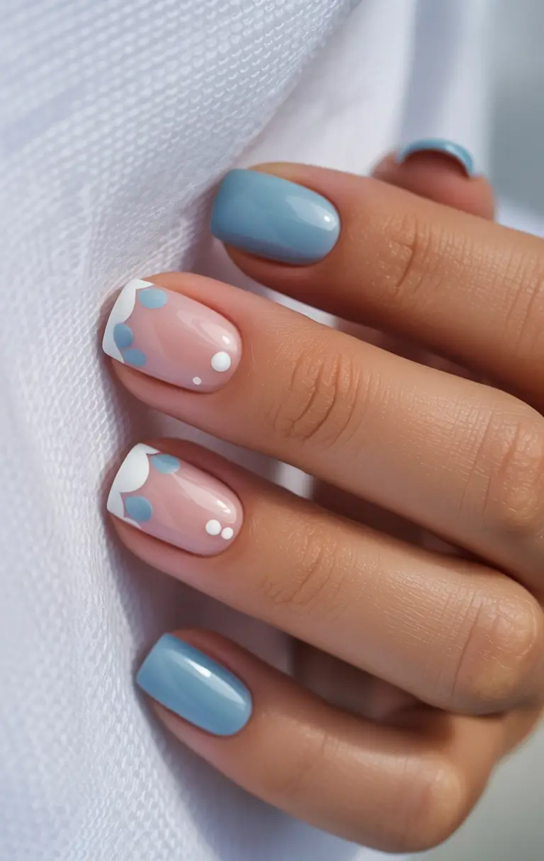 cute winter nails Frosted Blue Petals