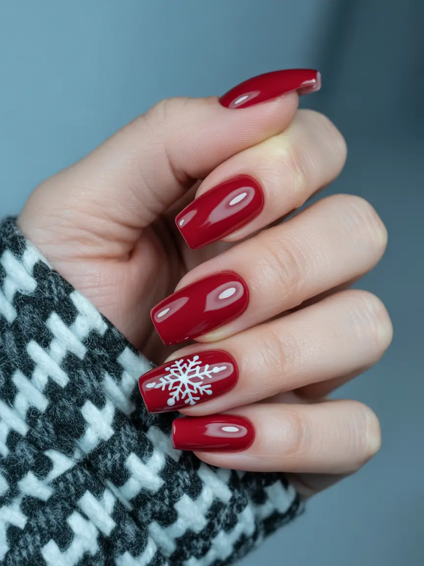 cute winter nails Holiday Ruby Snow