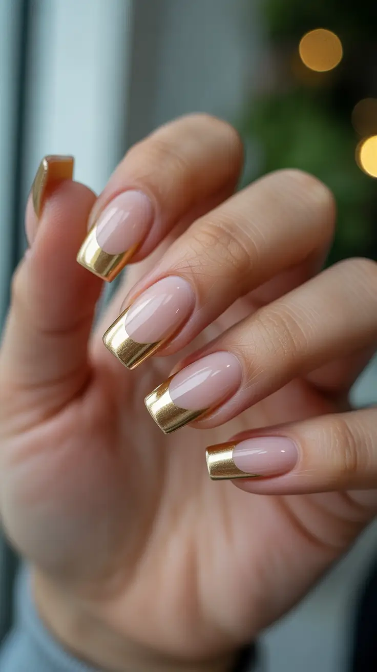 cute winter nails Golden French Glow