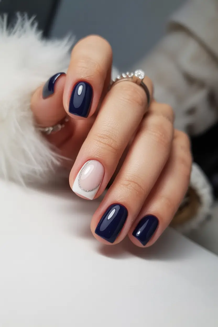 cute winter nails Midnight French Glow