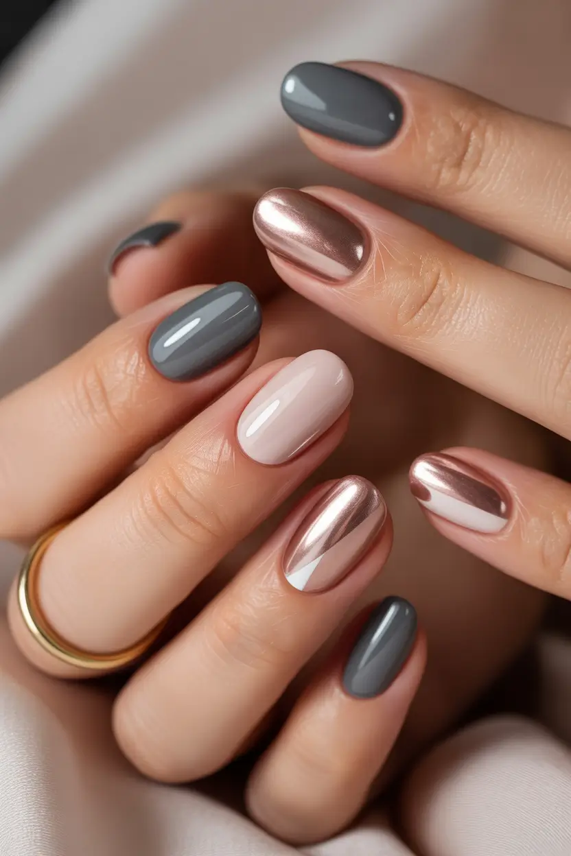 cute winter nails Metallic Winter Harmony