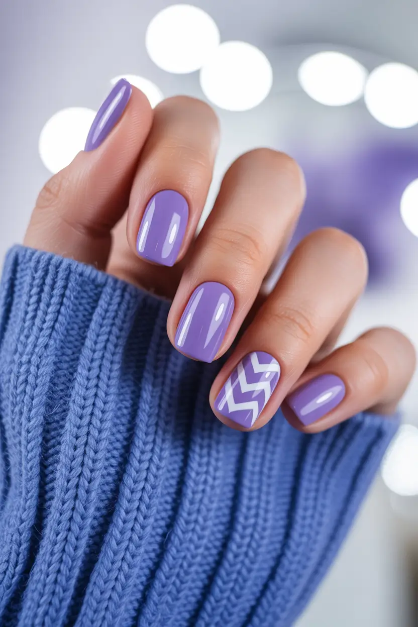 cute winter nails Lavender Knit Energy