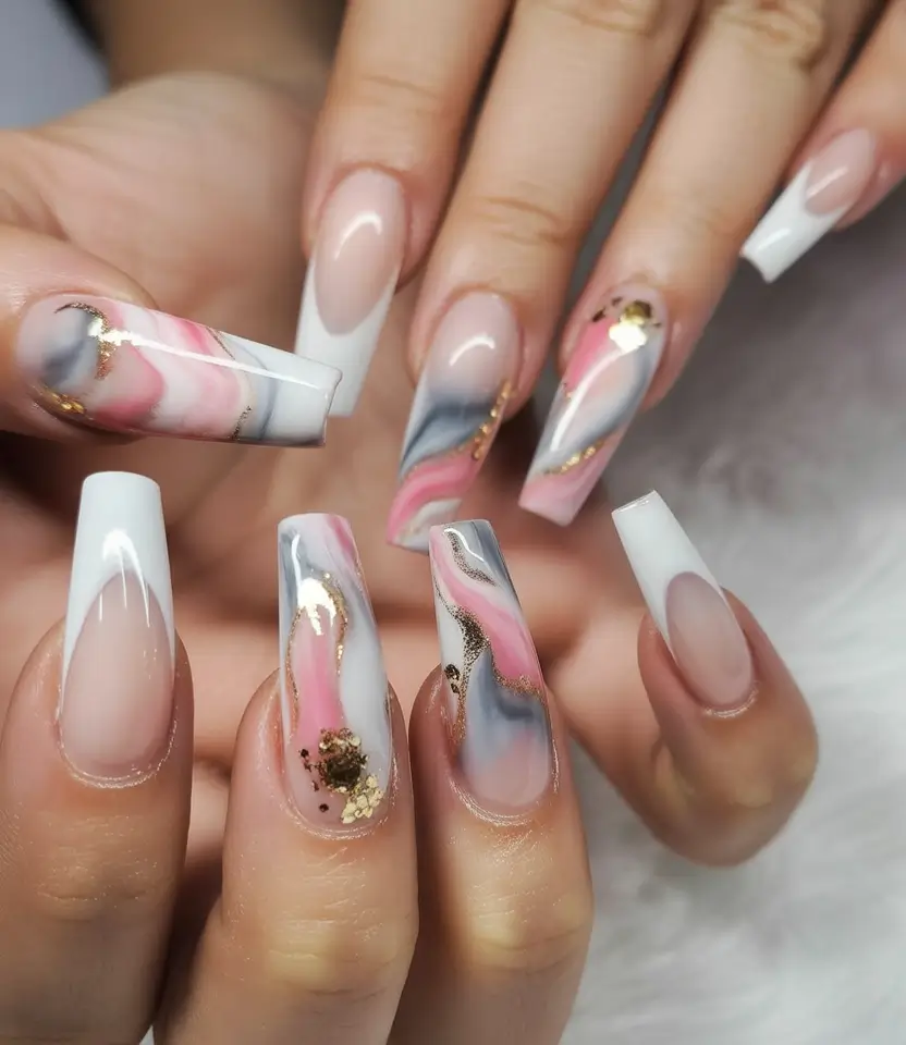 winter-nails-design-and-color-Marble-Rose-Gold-Mirage