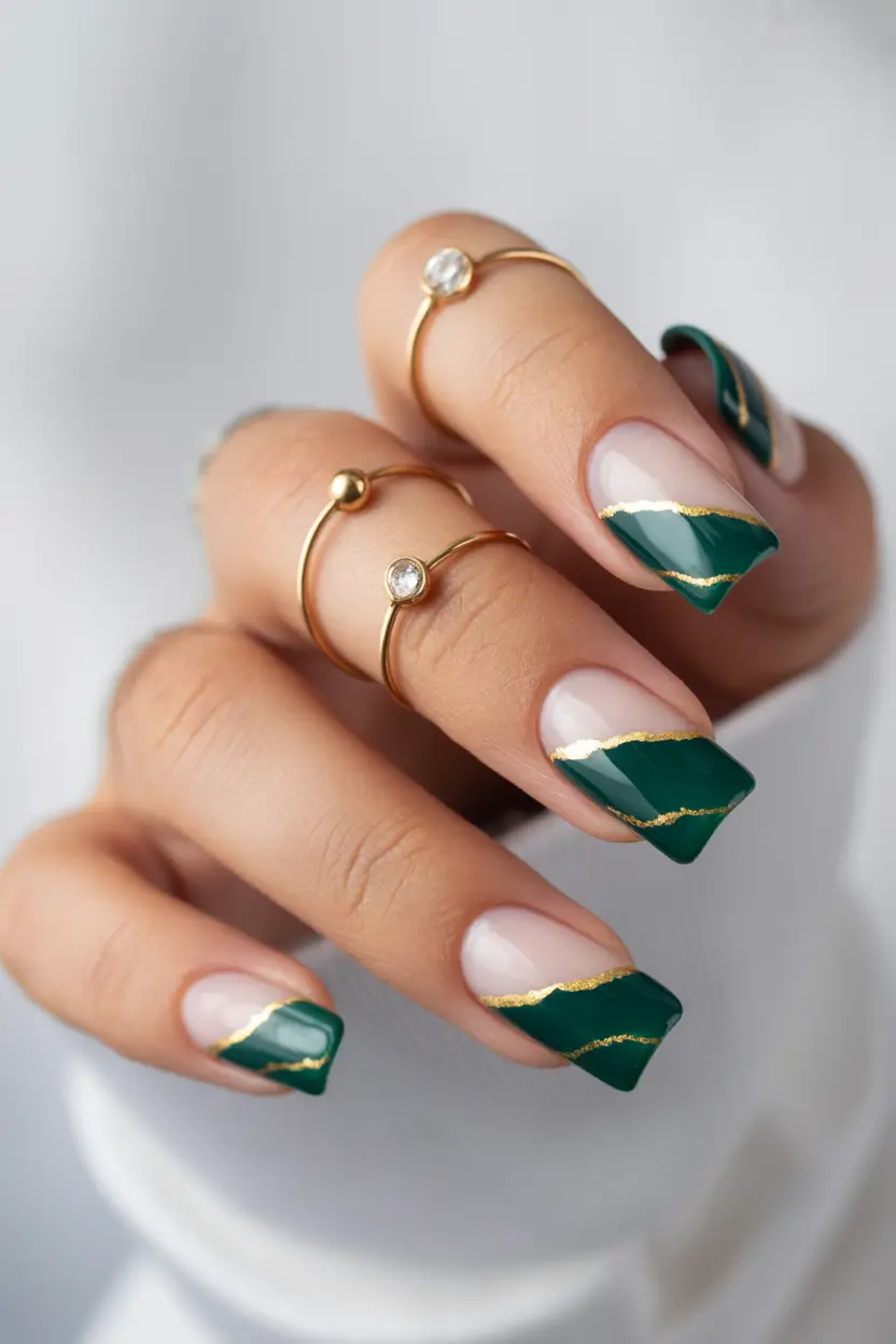 winter-nails-design-and-color-Emerald-French-Twist