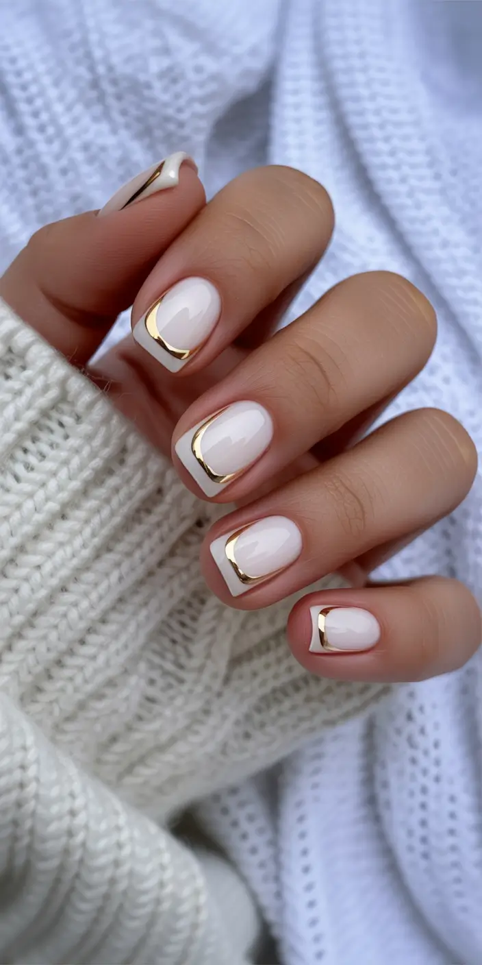winter-nails-design-and-color-Golden-Frame-Minimalism