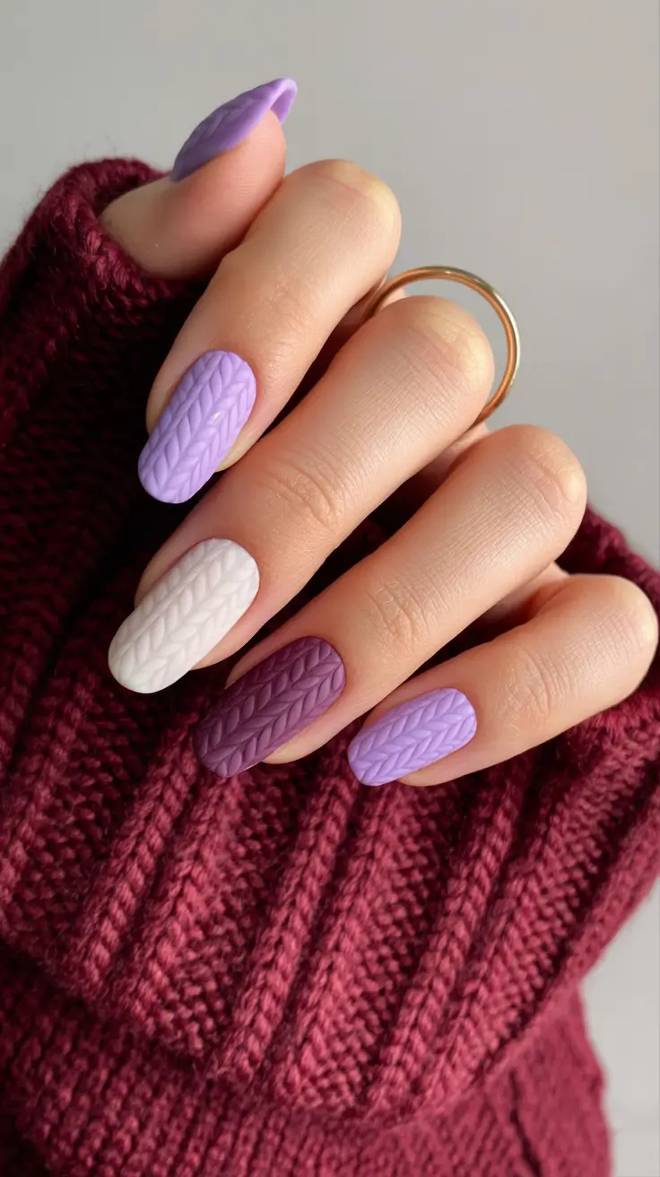 winter-nails-design-and-color-Knitted-Lavender-Dreams