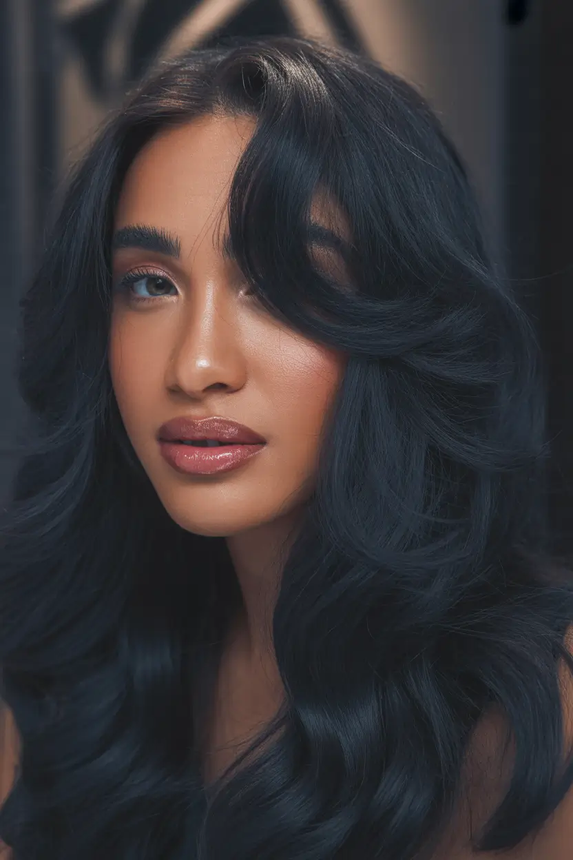 winter hair colors dark skin midnight navy shine