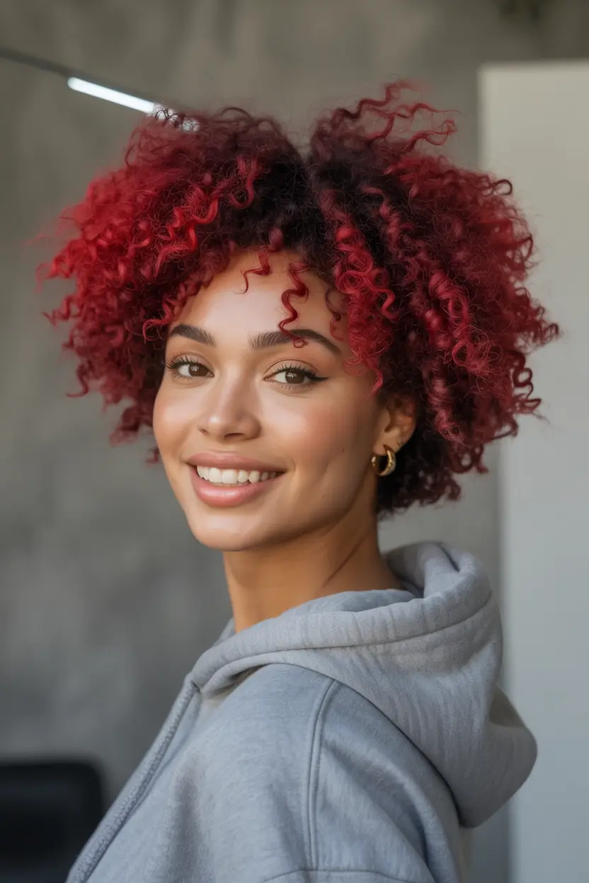 winter hair colors dark skin cherry crush curls