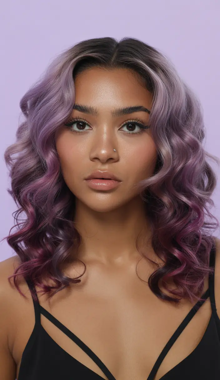 winter hair colors dark skin violet frost curls