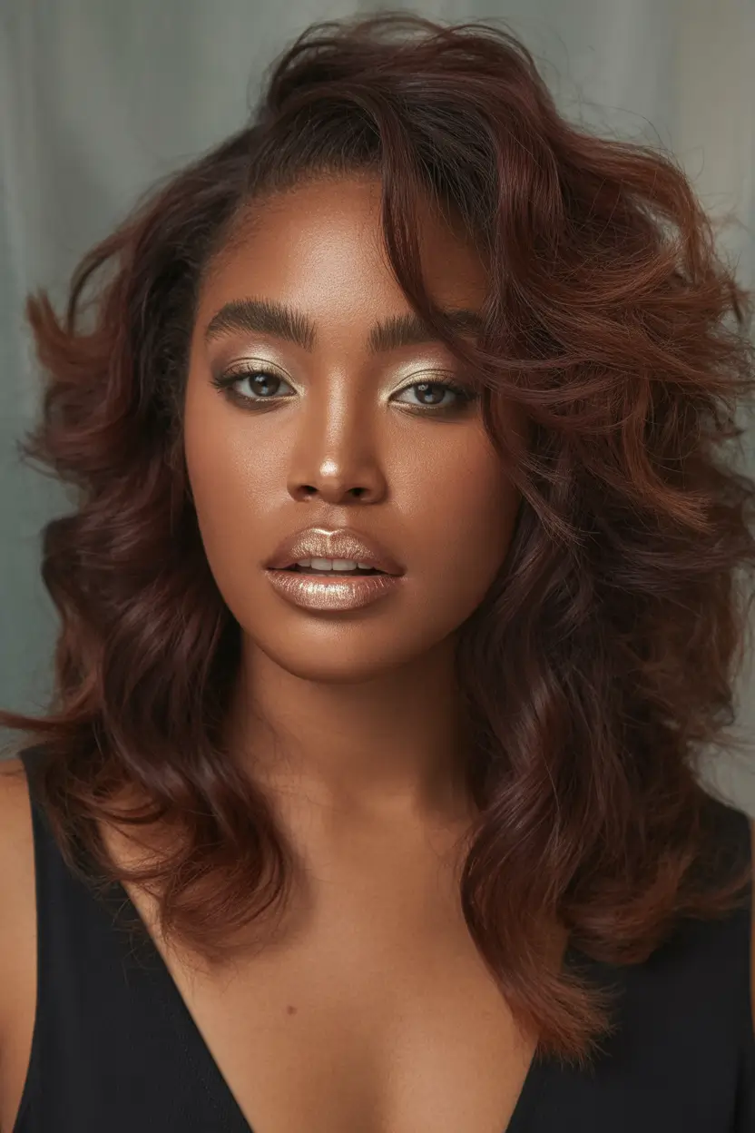 winter hair colors dark skin chestnut luxe layers