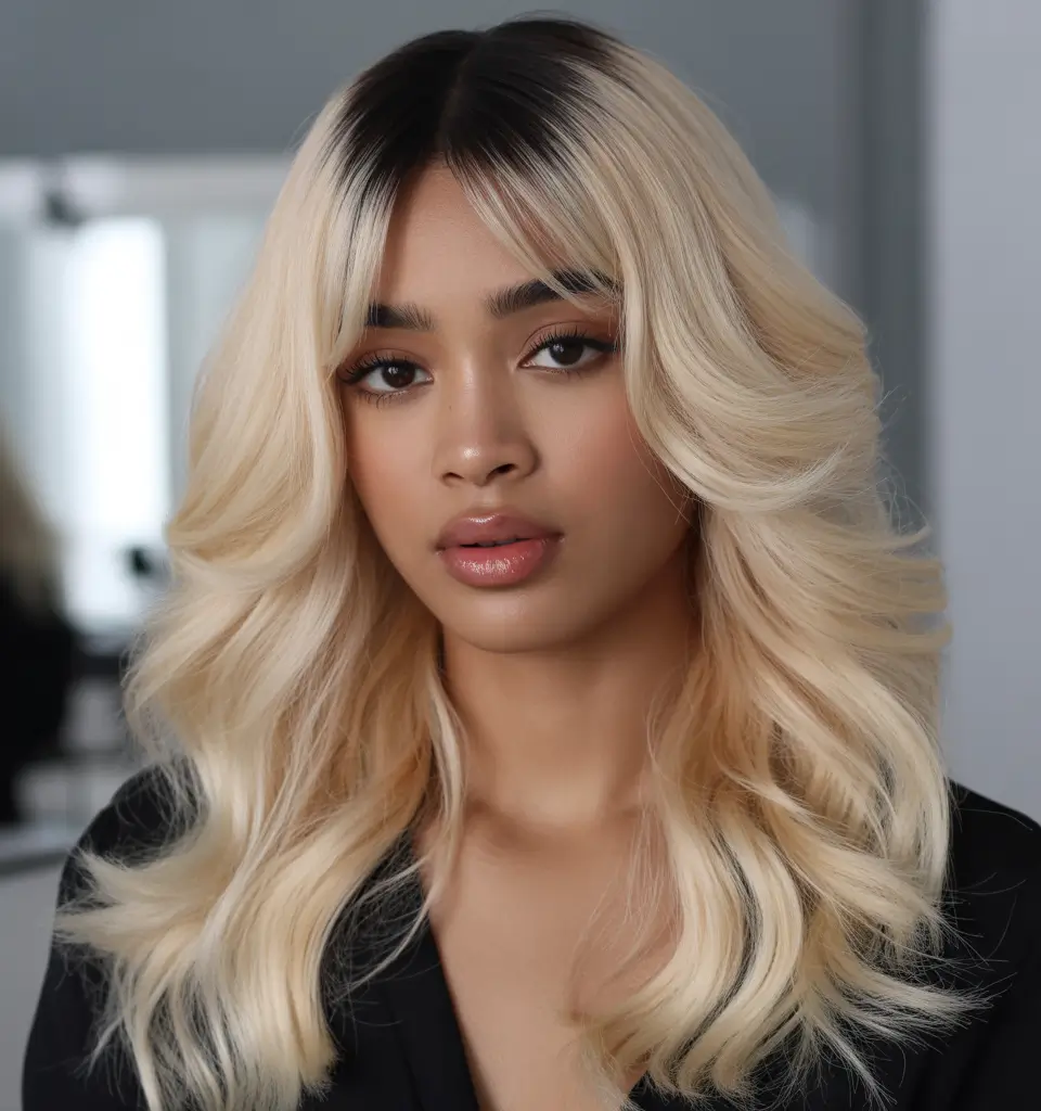 winter hair colors dark skin buttercream blonde waves