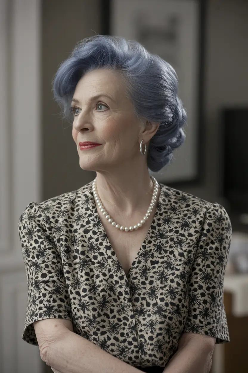 winter-hairstyles-and-color-for-women-over-60-Powder-Blue-Vintage-Roll