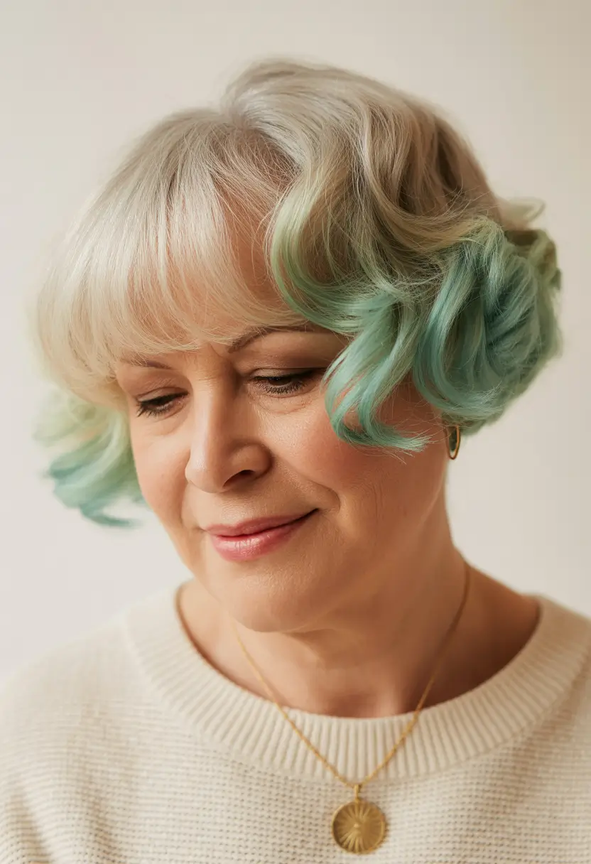 winter-hairstyles-and-color-for-women-over-60-Soft-Mint-Tipped-Curls