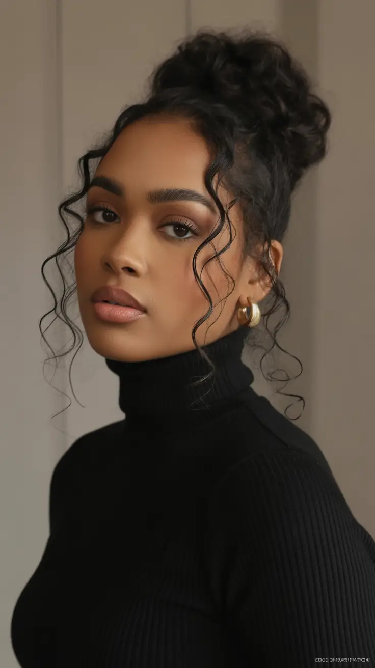 Updo locs 2025 Soft Romantic Bun with Loose Curls