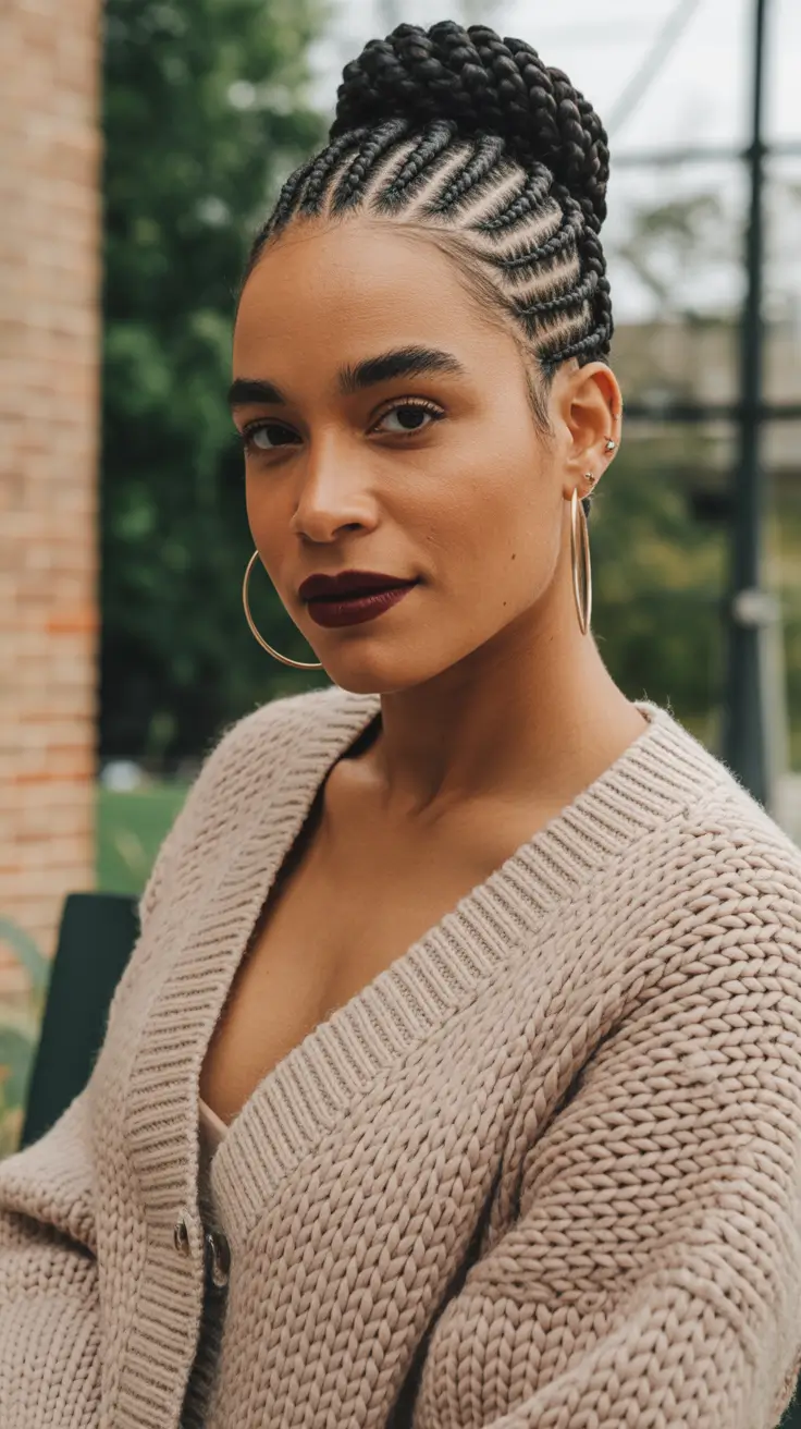 Natural cornrow 2025 Intricate Braided Crown Updo