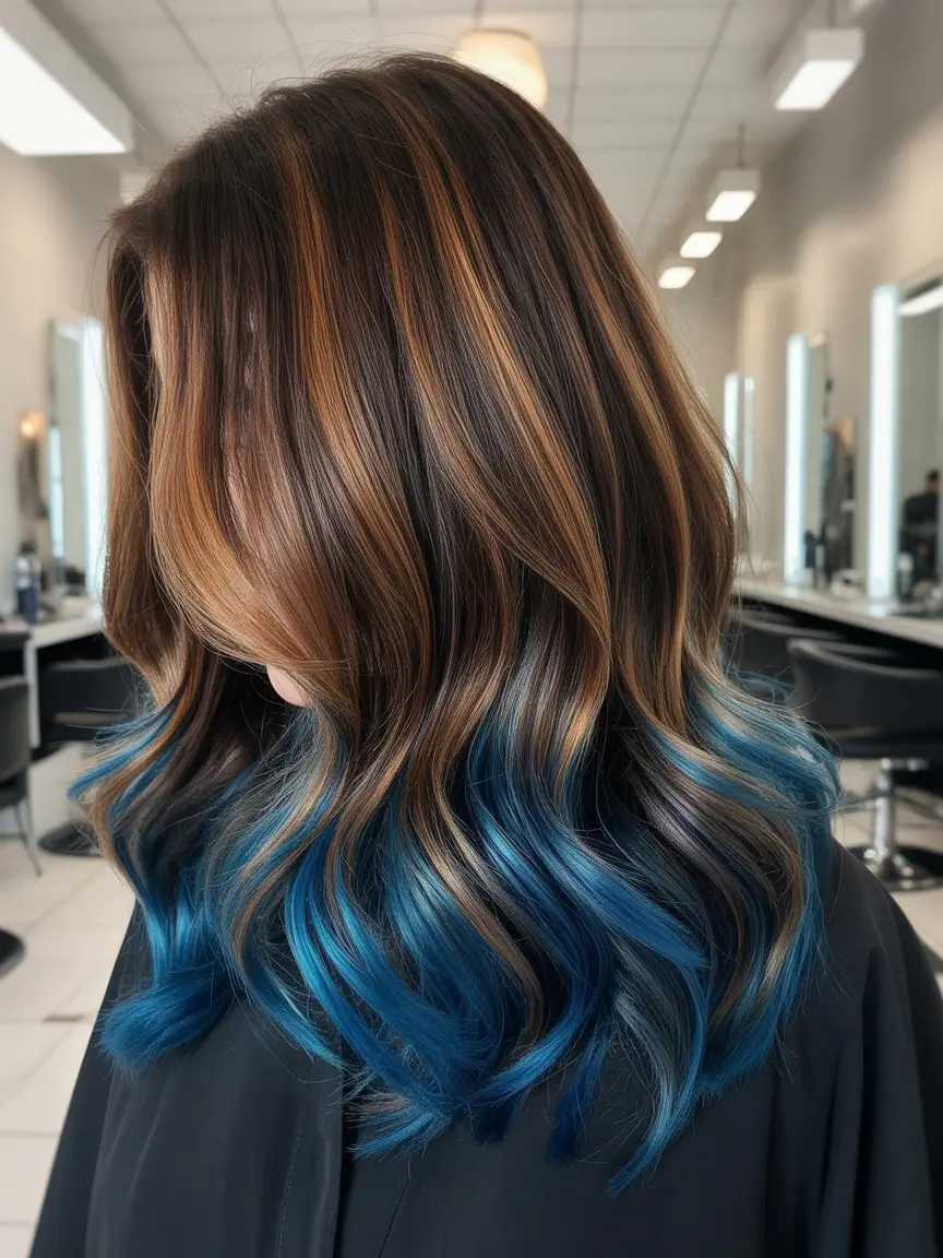 winter hair colors highlights Ocean Ember Fade