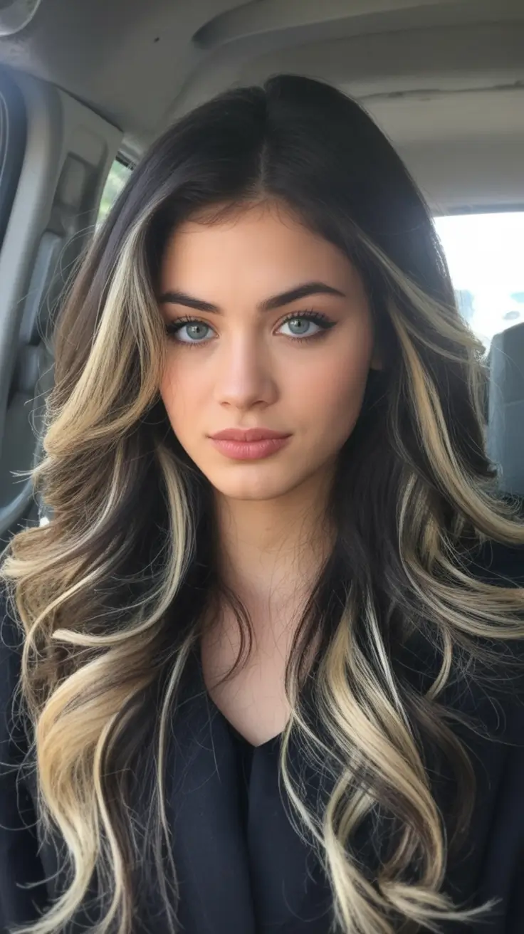 winter hair colors highlights Champagne Halo Highlights
