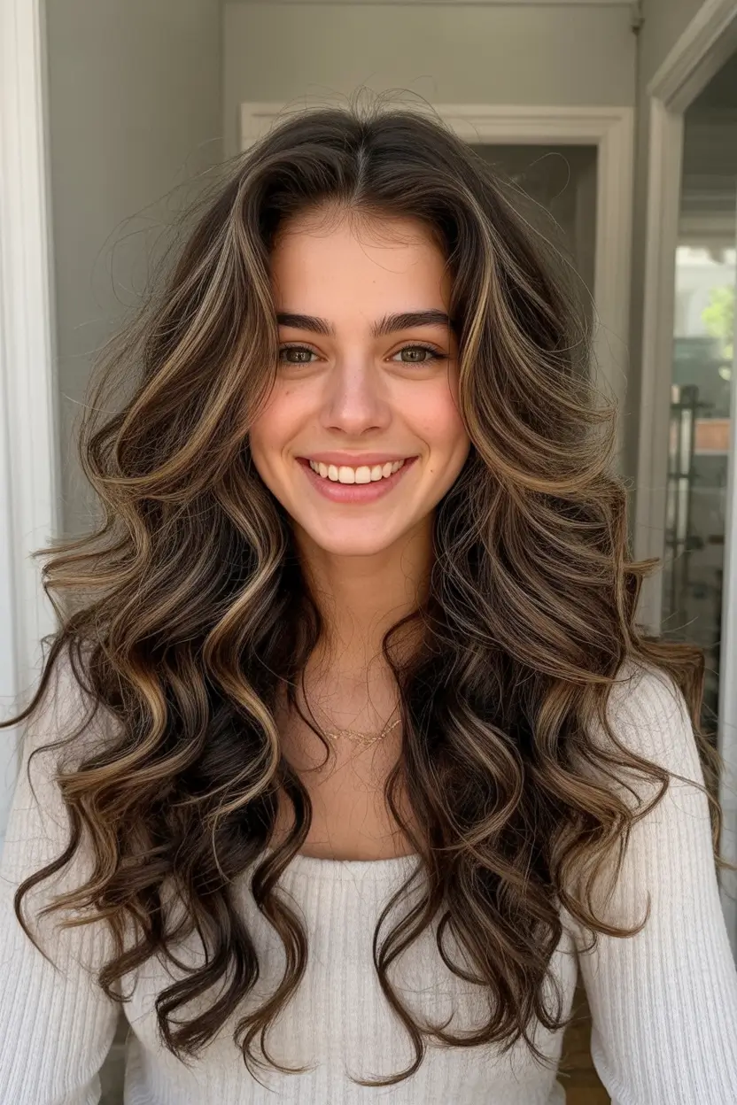 winter hair colors highlights Hazelnut Cascade Highlights