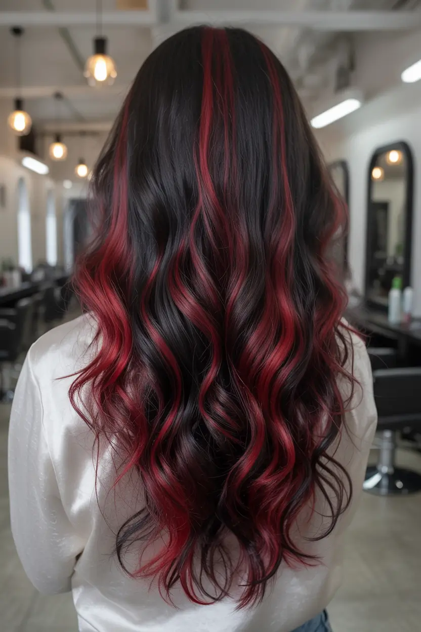 winter hair colors highlights Cherry Glaze Balayage