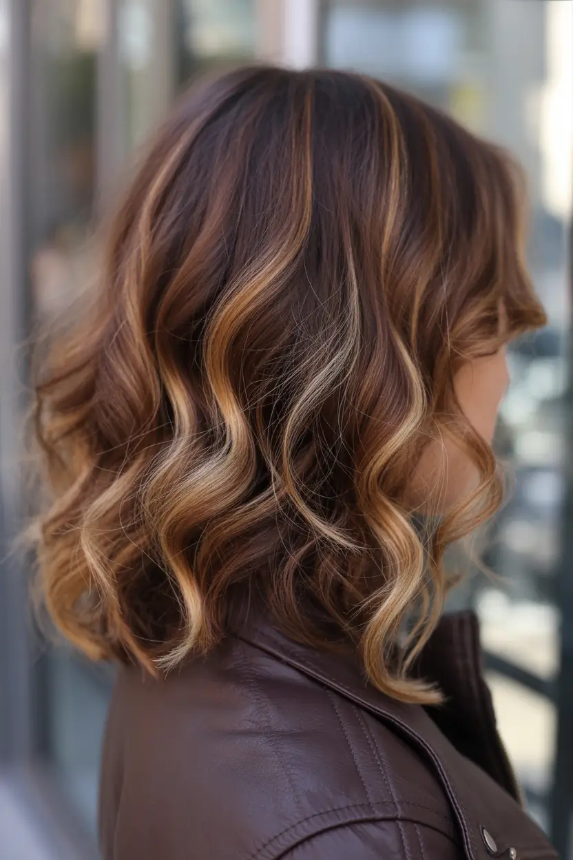 winter hair colors highlights Golden Mocha Bob