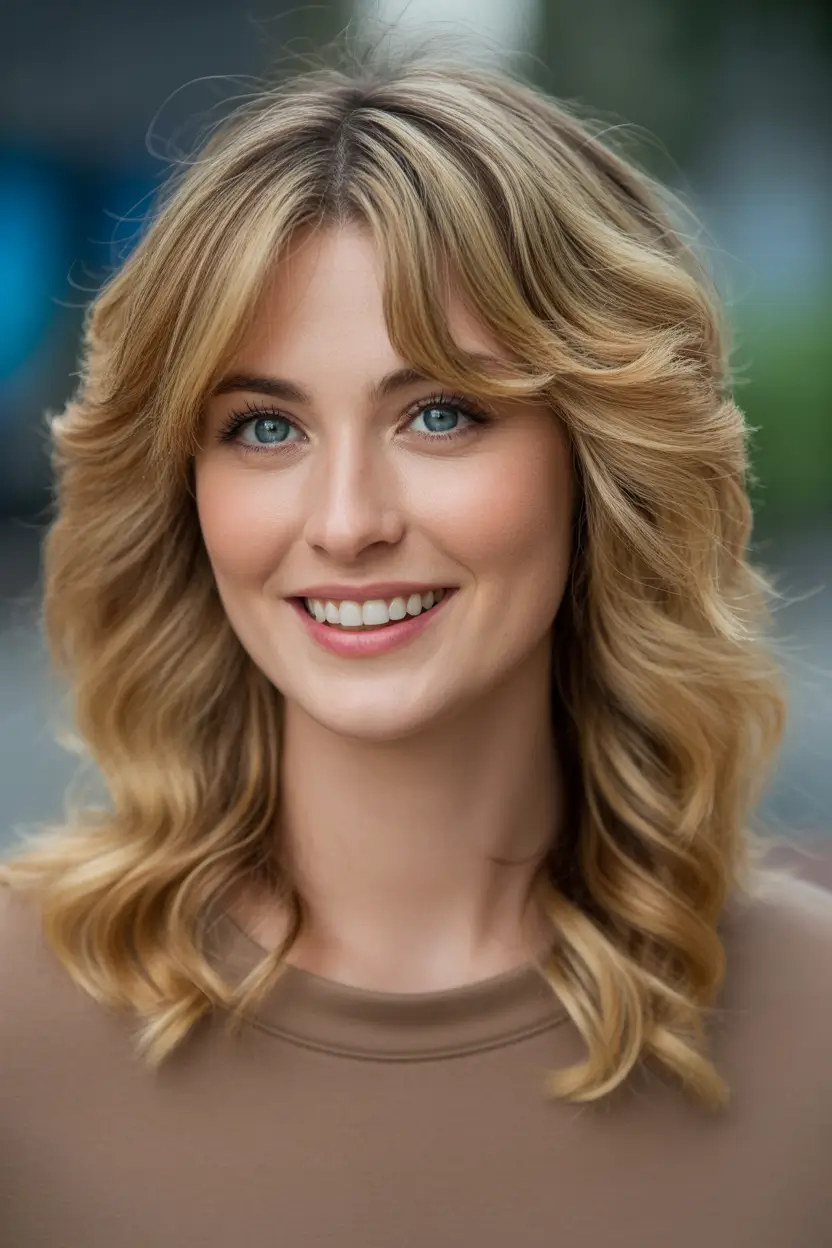 winter medium haircut Soft Layered Waves with Curtain Bangs