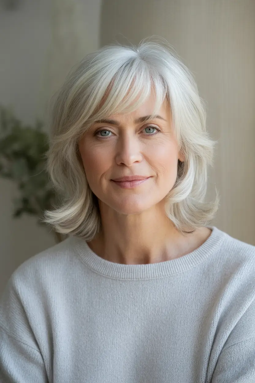 winter medium haircut Silver Elegance Mid-Length Cut
