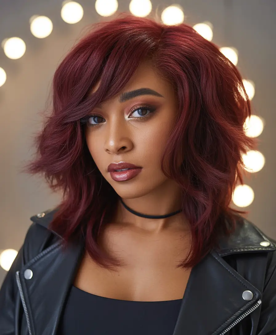 winter medium haircut Crimson Glam Waves