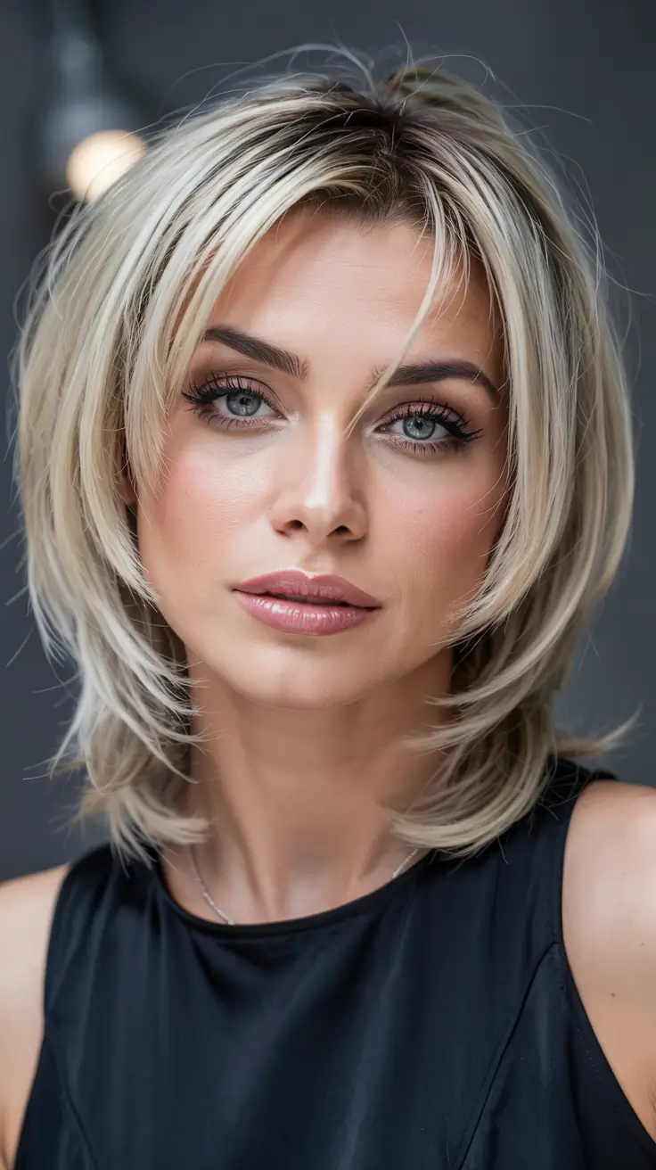 winter medium haircut Layered Shag with Volume and Bounce