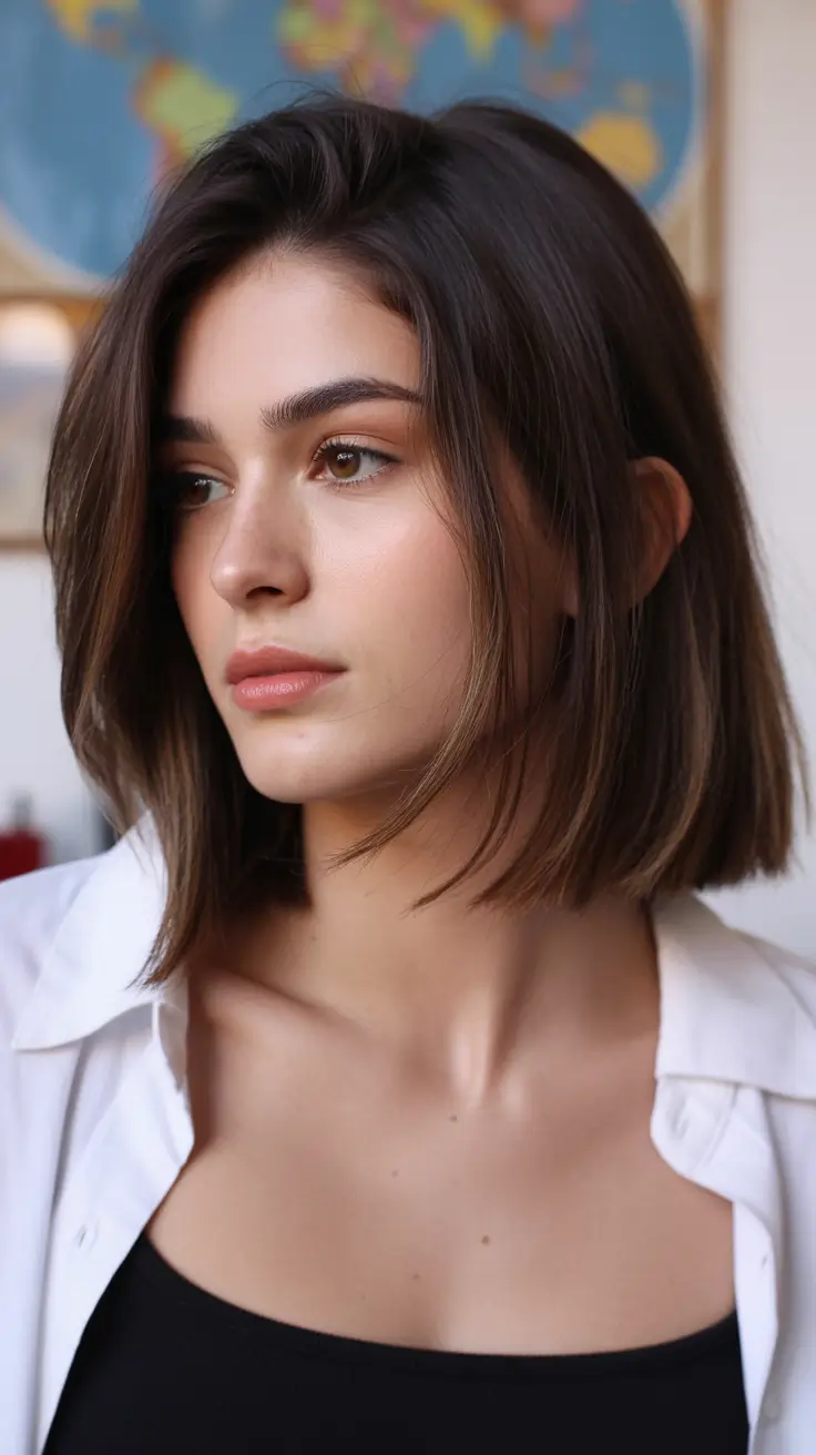 winter medium haircut Classic Sleek Mid-Length Cut