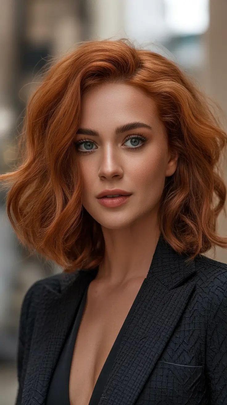 winter medium haircut Copper Volume Wave