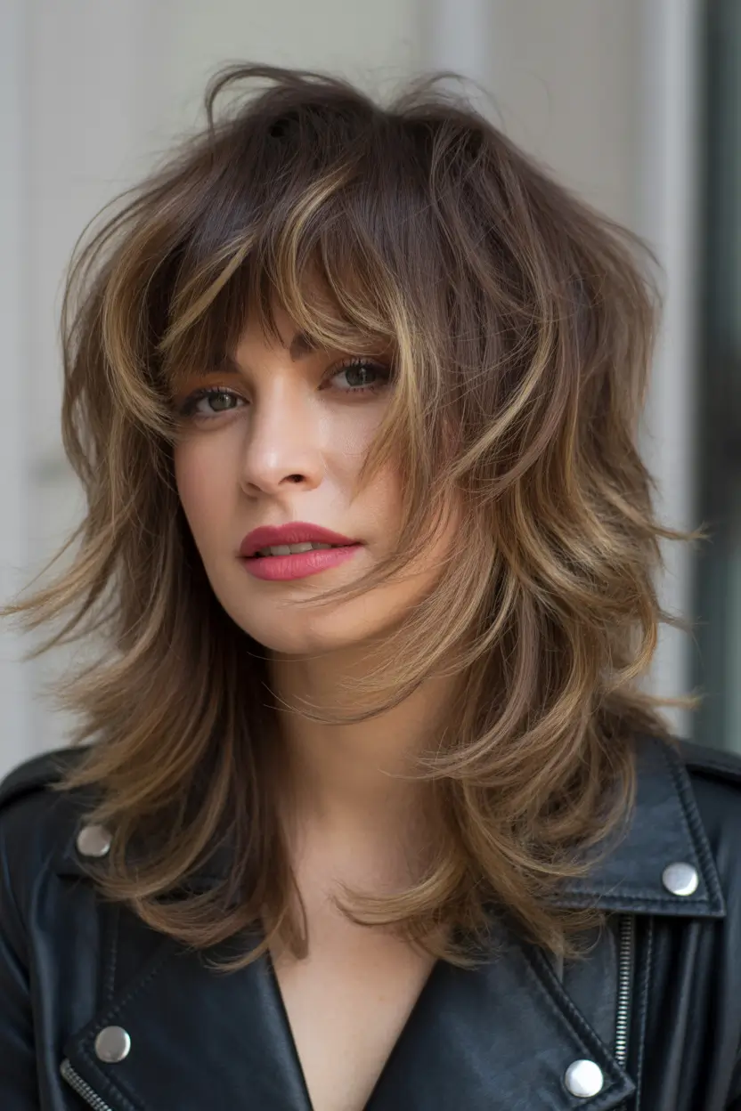 winter medium haircut Shag with Windswept Layers