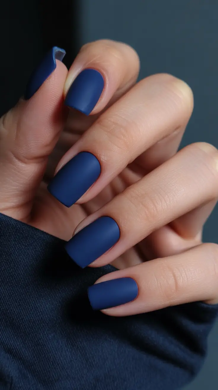 winter acrylic nails Arctic Matte - Deep Blue Minimalism