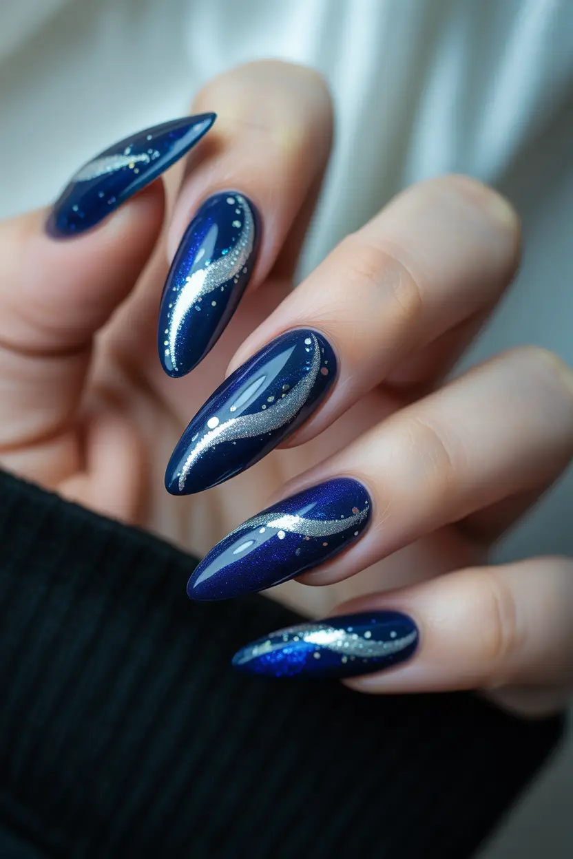 winter nails - new color trends Midnight Galaxy Swirl