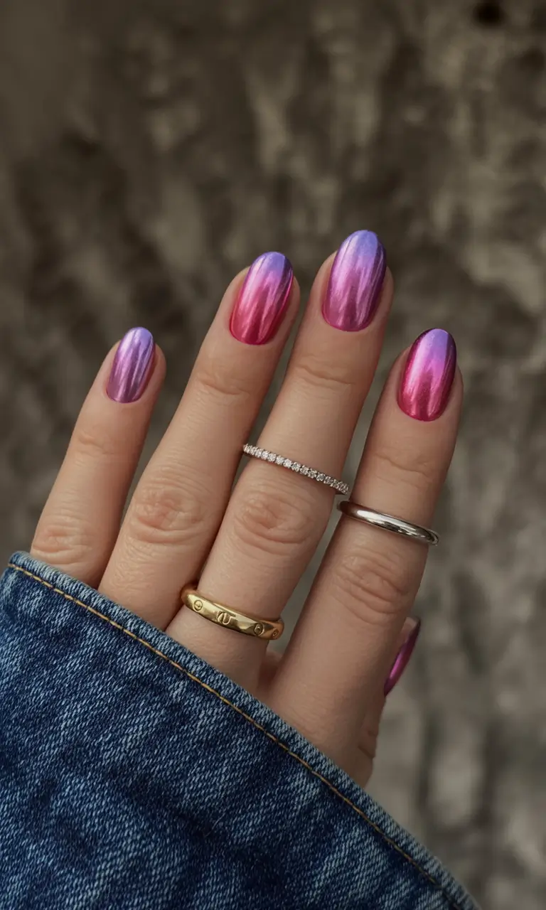 winter nails - new color trends Holographic Plum Glow
