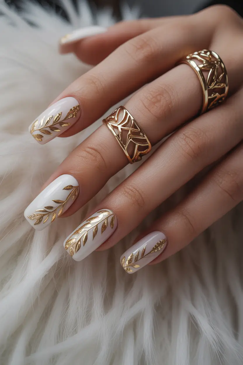 winter nails - new color trends Golden Laurel Elegance