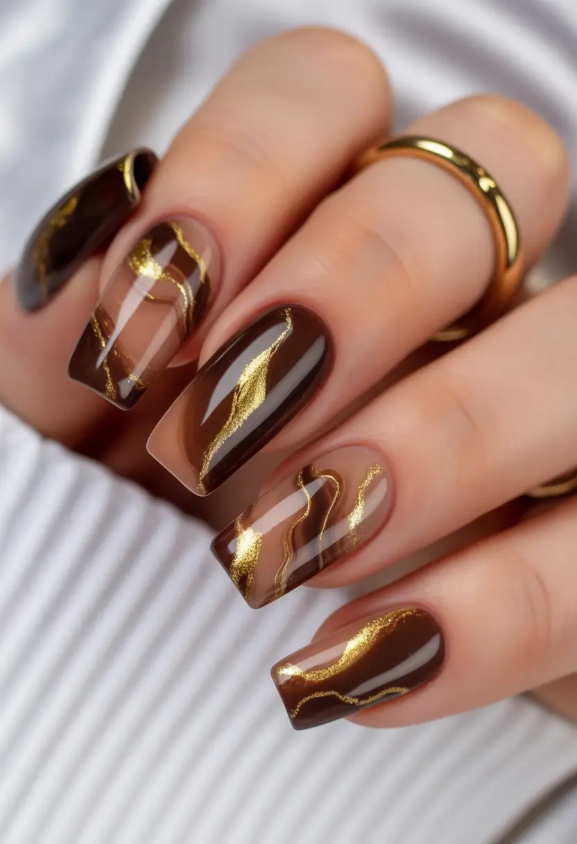 winter nails - new color trends Molten Gold Marble