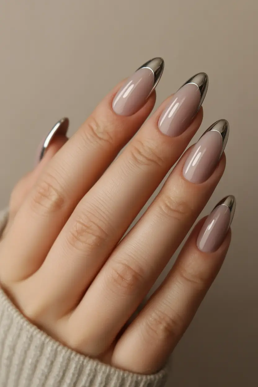 winter nails - new color trends Chrome Dipped Neutrals