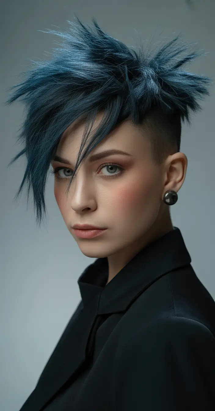 winter pixie haircuts Midnight Blue Spiked Pixie