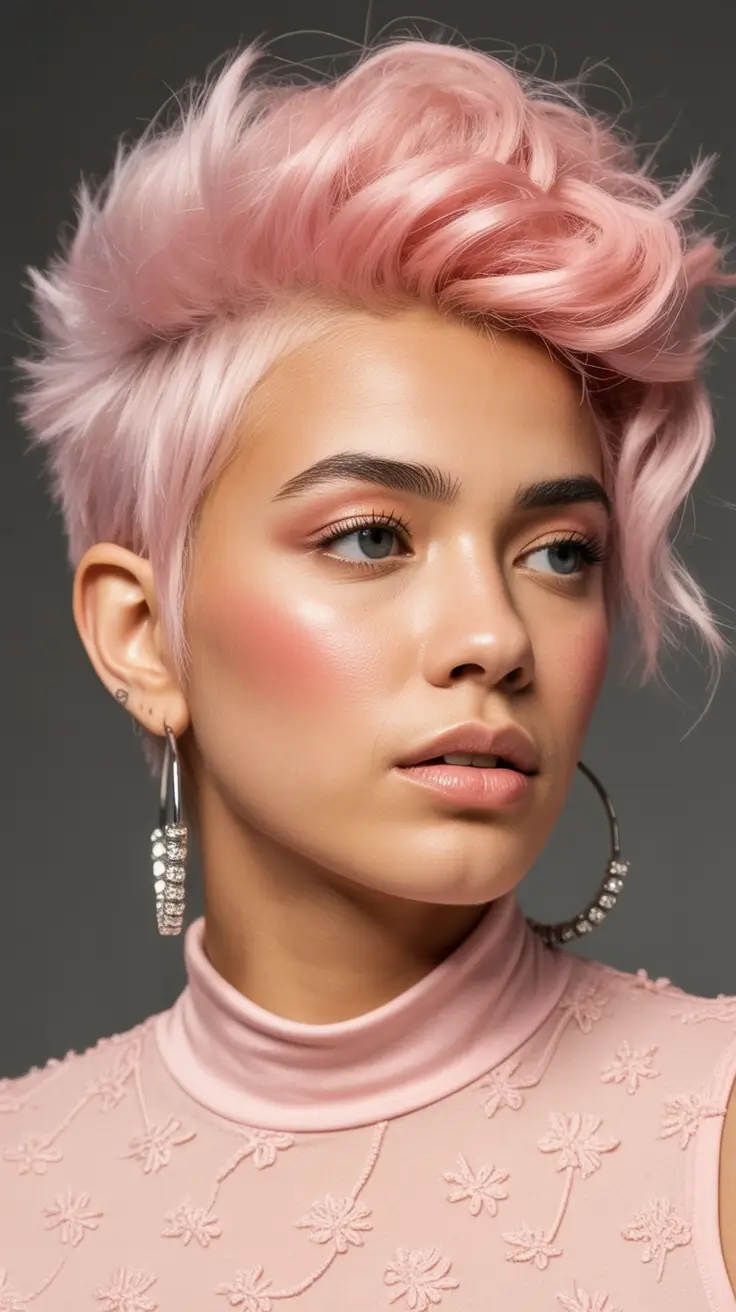 winter pixie haircuts Blush Pink Volume Pixie