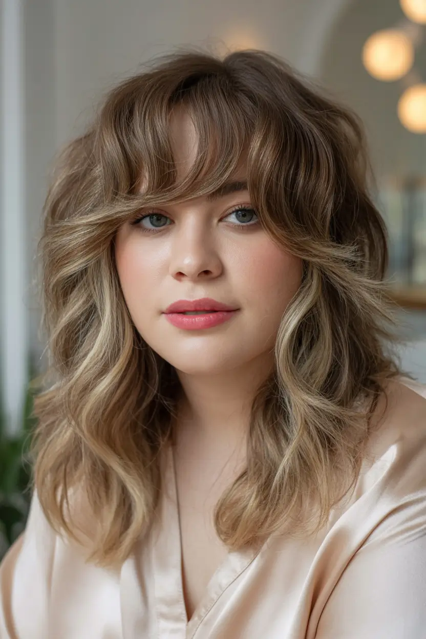 2025 Plus Size Haircuts Winter Feathered Shag with Curtain Bangs