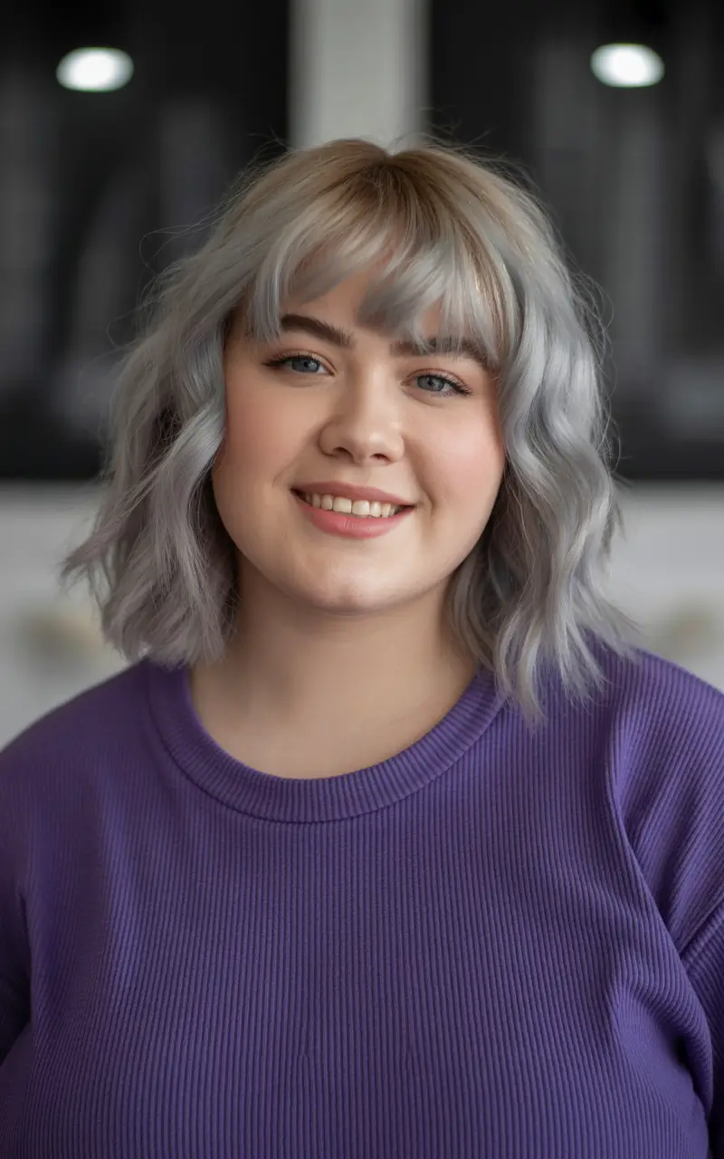 2025 Plus Size Haircuts Winter Frosty Silver Bob