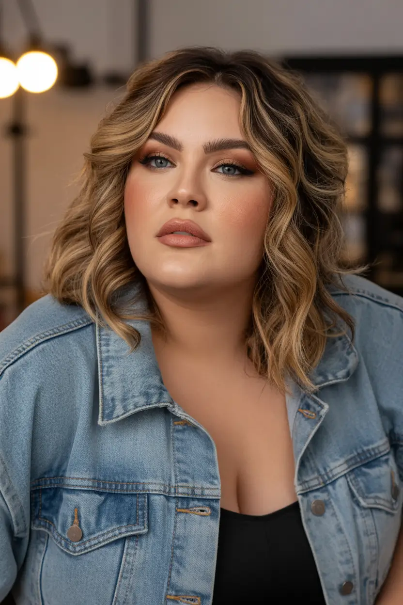 2025 Plus Size Haircuts Winter Golden Balayage Lob