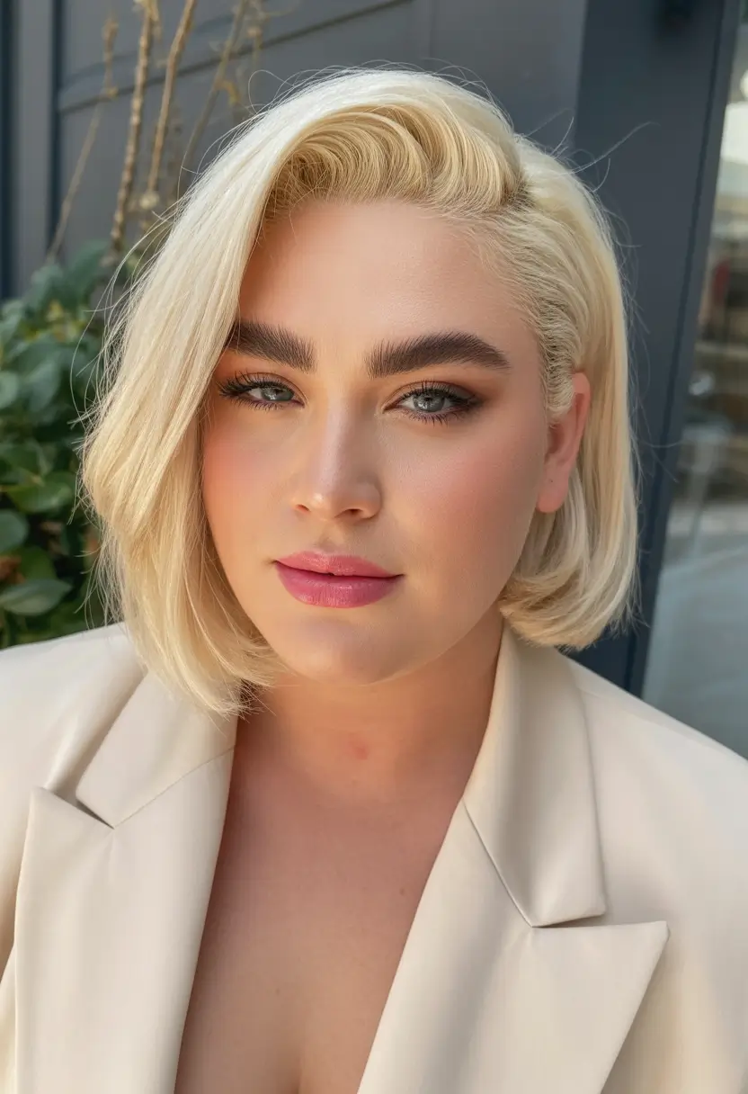 2025 Plus Size Haircuts Winter Short Bob Blonde