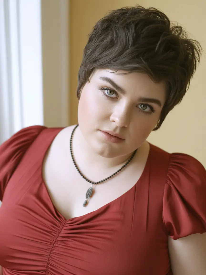 2025 Plus Size Haircuts Winter Dark Textured Pixie