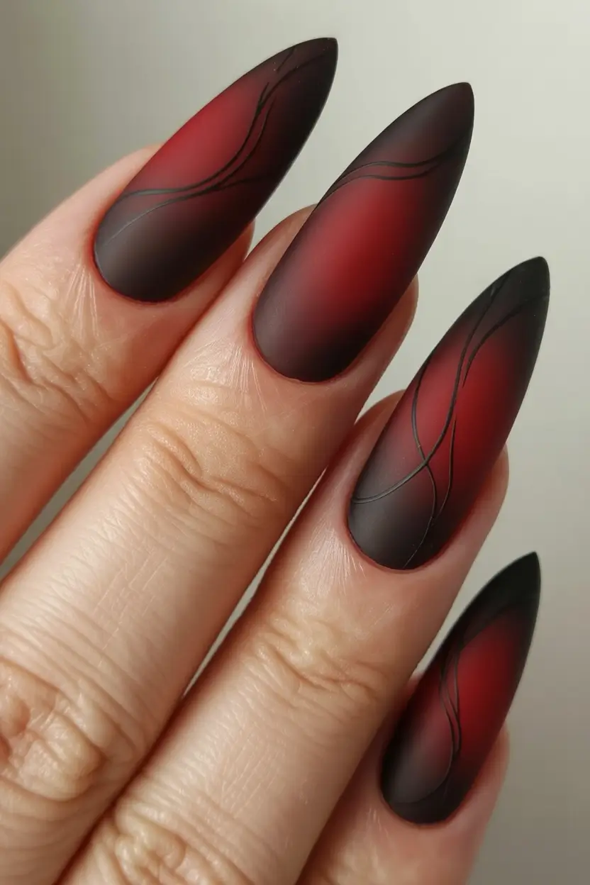 red winter nails 2025 2026 Smoky Velvet Illusion