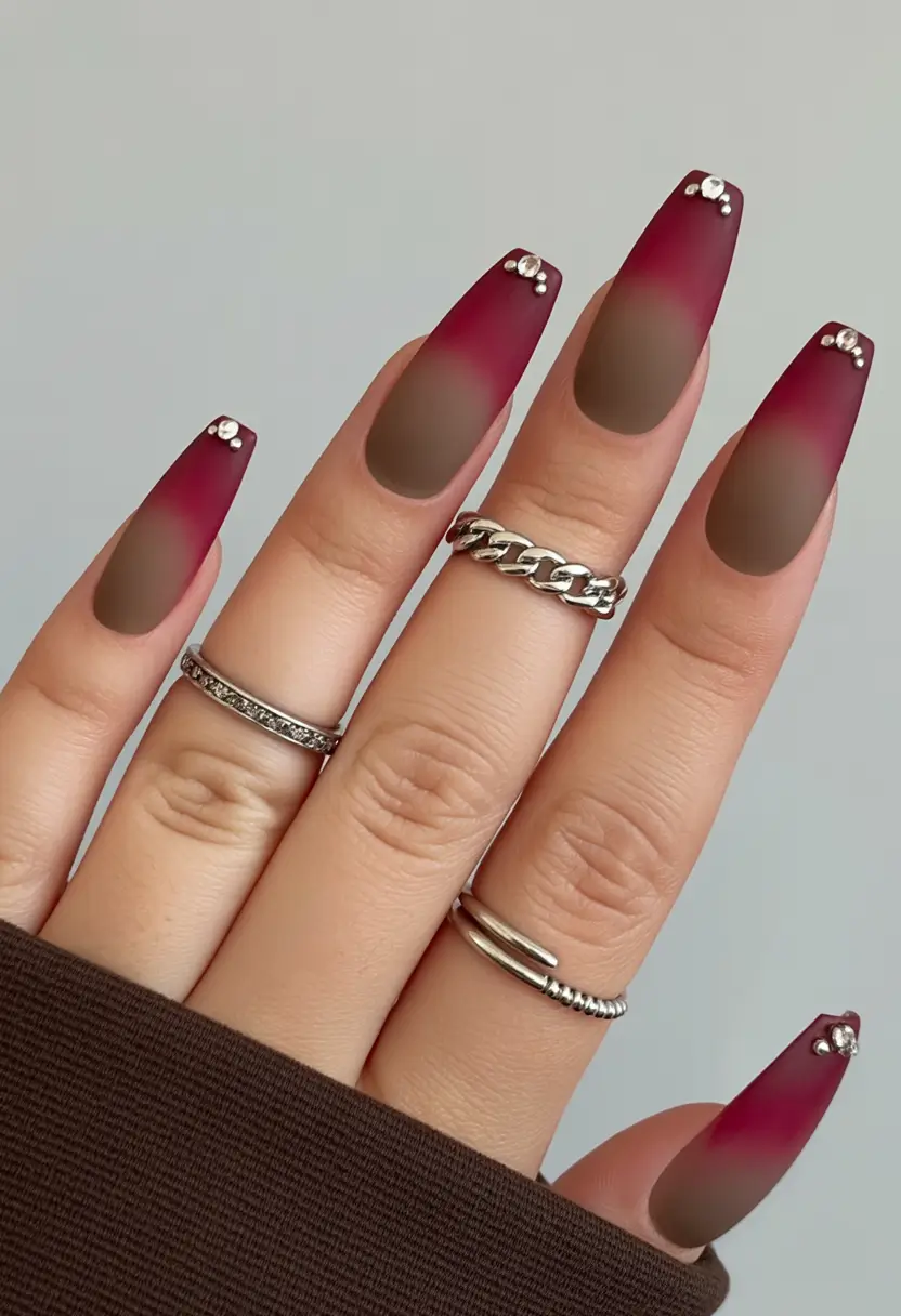 red winter nails 2025 2026 Velvet Mocha Fade